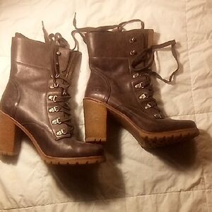 UGG Dark Brown Heeled Lace-Up Boots